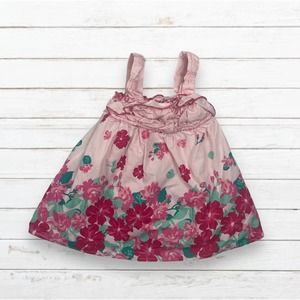 Little Lass Pink Floral‎ Ruffle Tiered Dress 12 Months